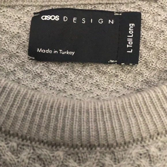 043 - ASOS Gray Crewneck Sweater with Textured Knit - Muscle fit - Picture 12 of 14